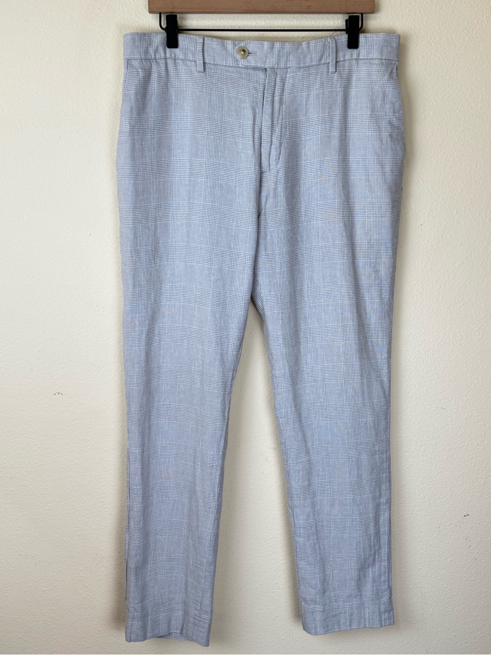 Banana Republic Men TAILORED-FIT LINEN-BLEND GLEN PLAID SUIT TROUSER size 34x29